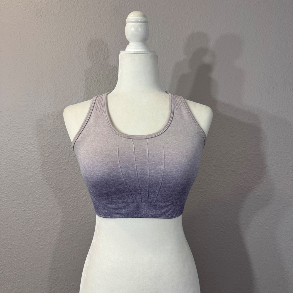 AYBL Pulse Women's Size M Purple Ombre Padded Racerback Seamless Sports Bra